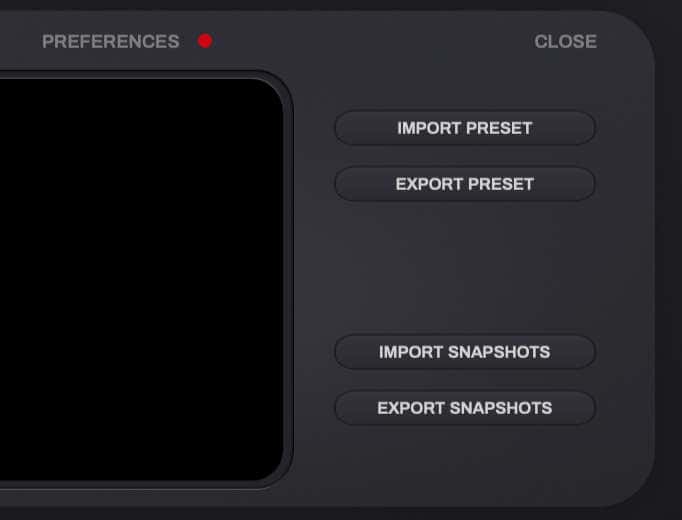 import export presets and snapshots