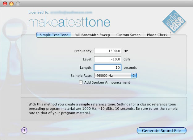 make a test tone - simple test tone